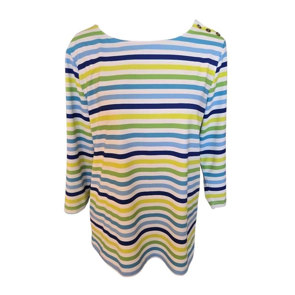 Peck & Peck Womens Multicolor Striped Casual Top Medium - Picture 2 of 10